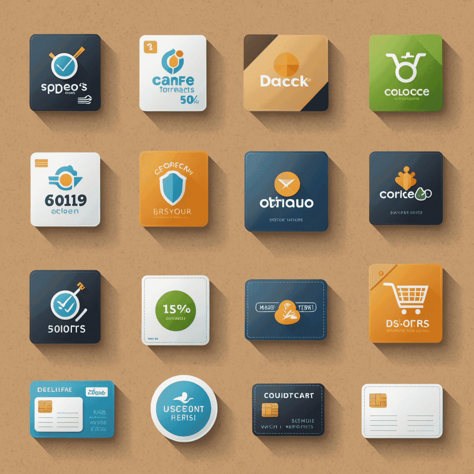 Collage of icons representing various benefits and discount offers for card holders